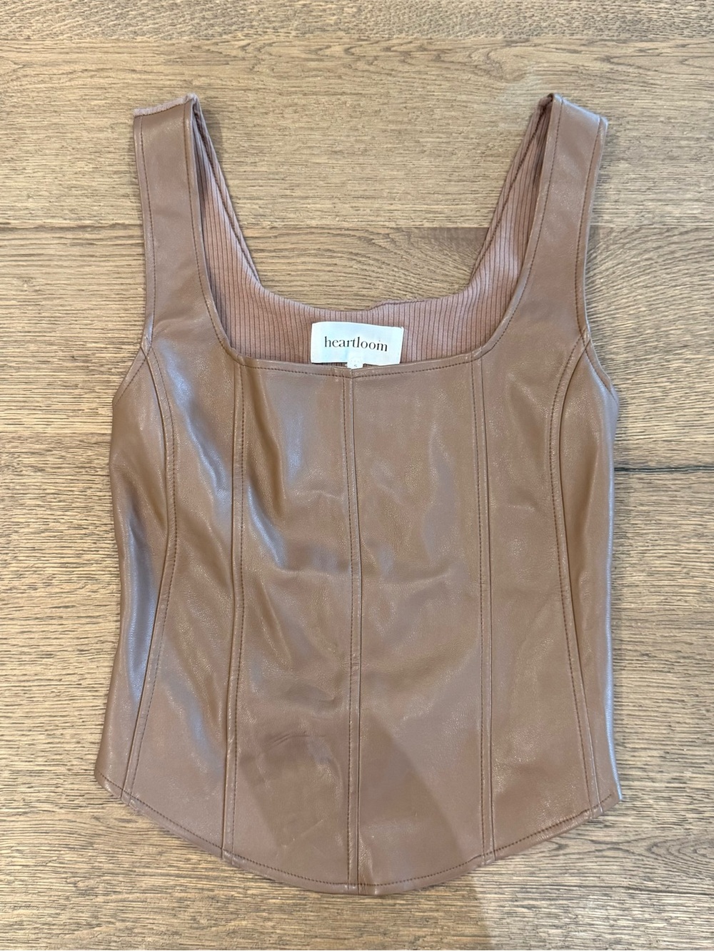 Heartloom Tan Faux Leather Corset Tank